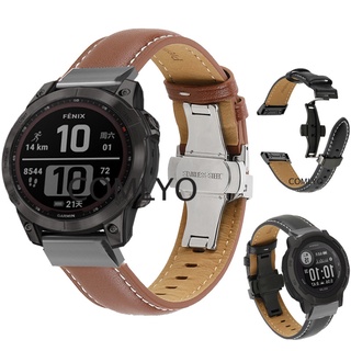 佳明Garmin Fenix 7x 7 6x 6 pro 本能 2 EPIX Gen 2 錶帶 真皮蝴蝶釦腕帶