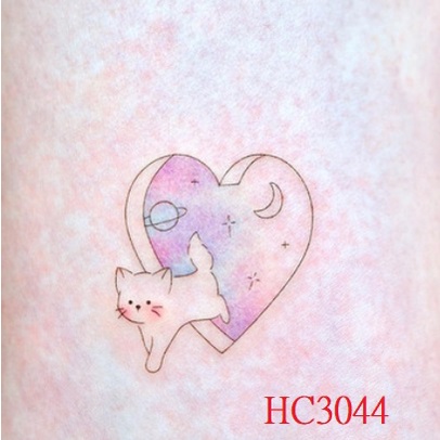 41 新HC 小貓 宇宙 貓咪 穿越時空 愛心 紋身貼紙 能貼在 安全帽 汽機車上 口罩 陶器 金屬 玻璃 手機