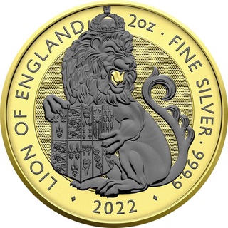 預購(價格5800) - 2022英國-都鐸野獸系列-英格蘭的獅子-鍍金鍍釕版-2盎司銀幣