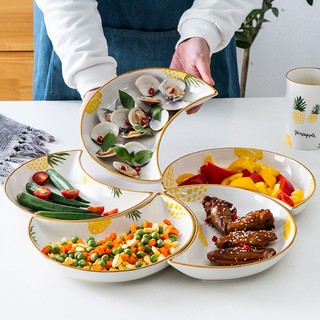 月亮盤子組合拼盤套裝創意陶瓷菜組合家用網紅魚水餃碟子水果異形