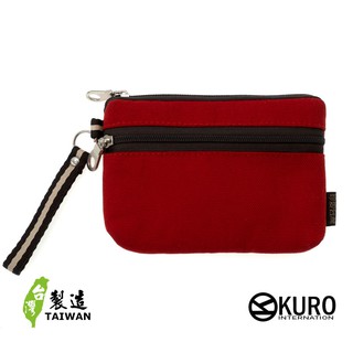 KURO-SHOP台灣製造 紅色帆布 雙層 零錢包 鑰匙包 名片包