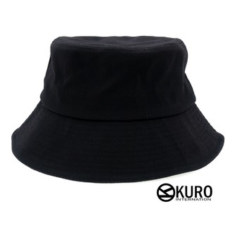 KURO-SHOP 黑色大頭版 大帽圍 棉質漁夫帽 (可客製化電繡)