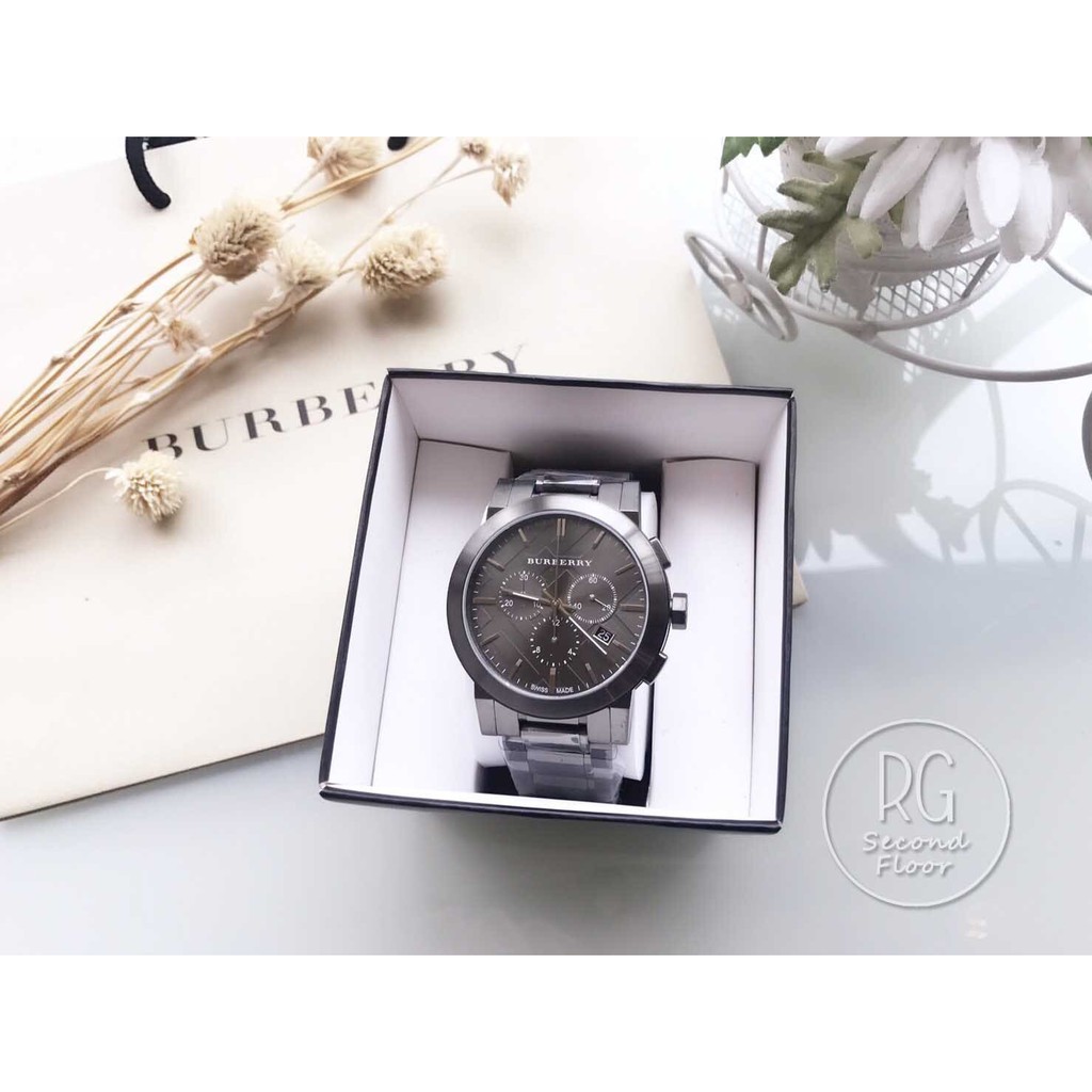 Burberry手錶 BU9354 男生菱格紋瑞士石英機芯黑鋼錶帶