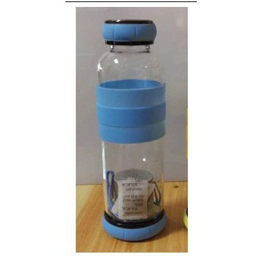 耐熱玻璃下濾網止滑運動隨行瓶420ml附過濾網藍色冷水壺茶壺