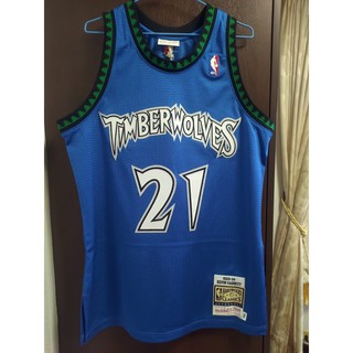 NBA球衣Michell and Ness灰狼隊Kevin Garnett復古藍森林AU40