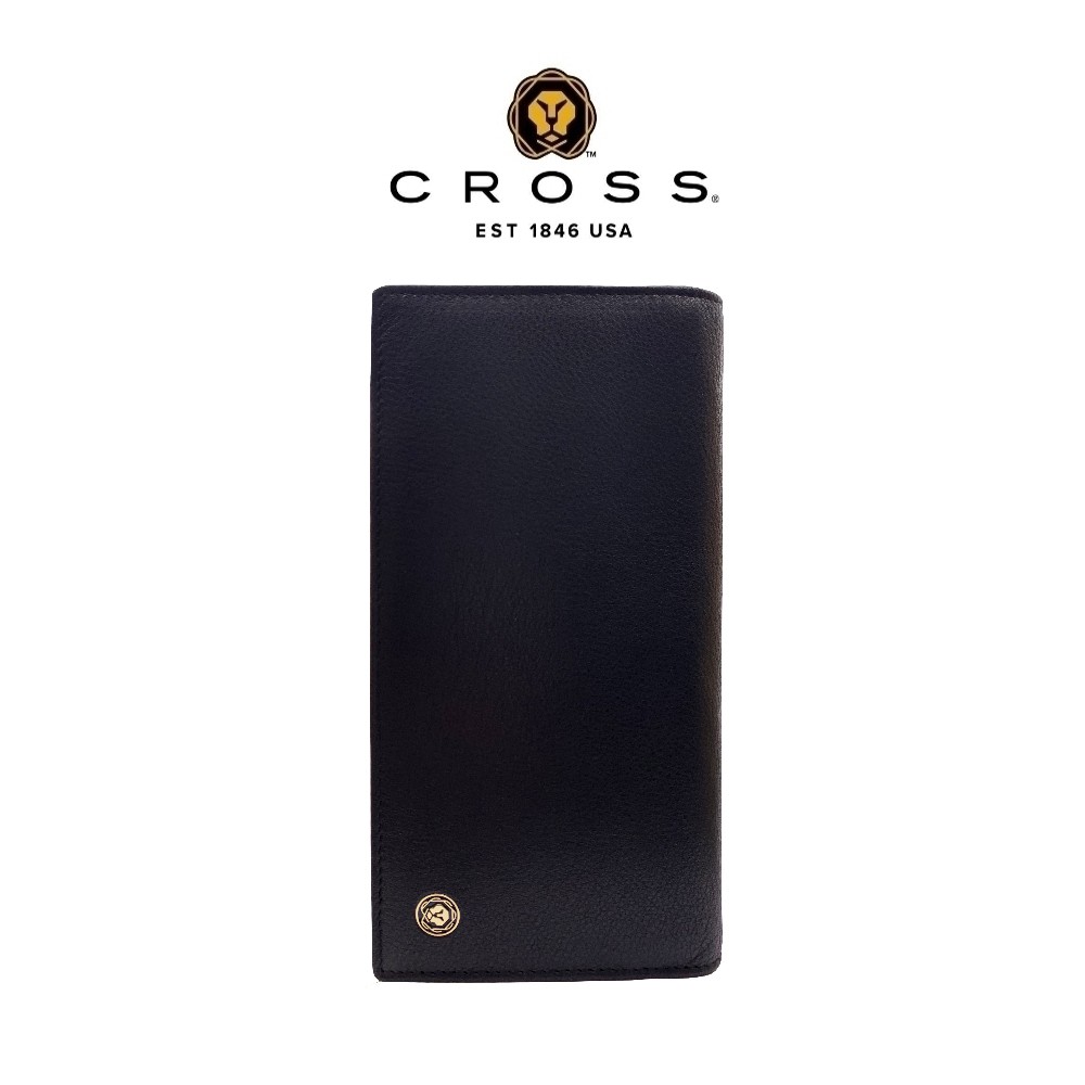 【CROSS】限量1折 頂級 小牛皮 22卡1零錢袋長夾 查爾斯系列 全新 專櫃 展示品 (黑色 贈原廠提袋)