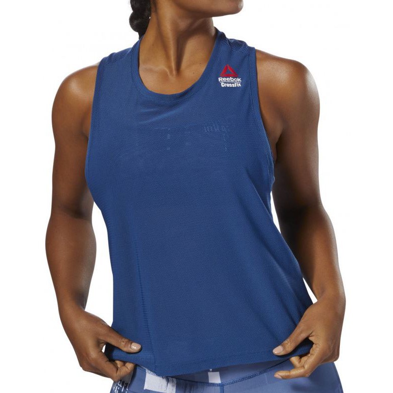 REEBOK CROSSFIT 圓領 背心 運動背心 健身 彈性纖維 運動上衣 訓練 女款 藍色 DM4012