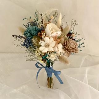 野比花園 新娘捧花 伴娘捧花 莫蘭迪茶色乾燥花束 莫蘭迪藍色乾燥花束 蝦皮購物