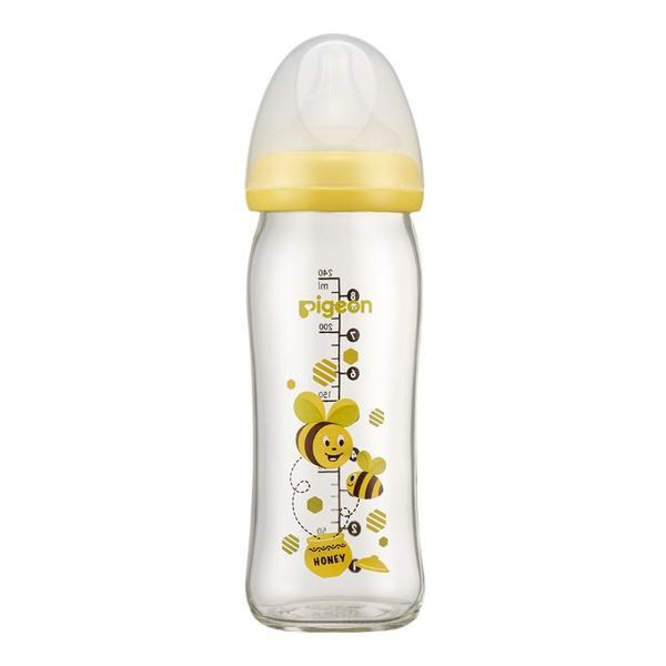 【Pigeon貝親】寬口母乳實感玻璃奶瓶240ml/彩繪款