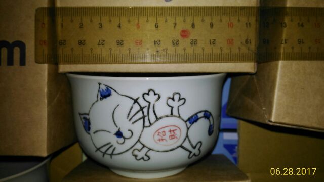 可愛招財貓陶瓷碗 Hwacm 招財貓造型碗 陶瓷碗 多功能碗 碗口直徑 10cm 碗深 5cm