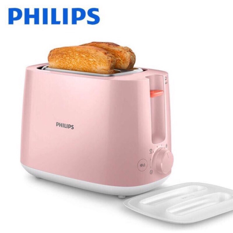 全新，飛利浦 PHILIPS 電子式智慧型烤麵包機/瑰蜜粉 HD2584