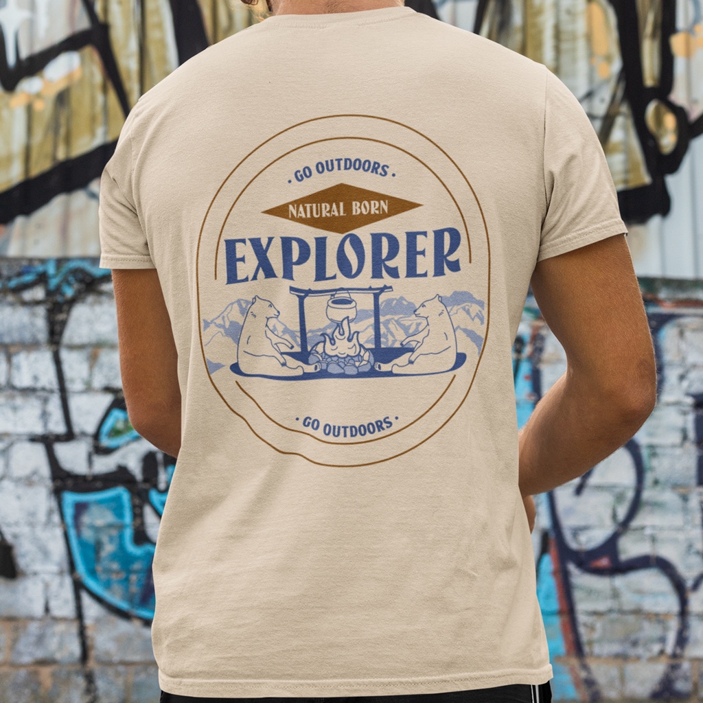 Outdoor Explorer 雙面印刷 中性短袖T恤 3色 戶外運動露營登山健行釣魚野露衝浪滑板潮T團體服越野旅行熊