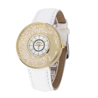 雙層時尚大錶盤水晶女士手錶 韓國時裝女錶 皮革石英手錶
