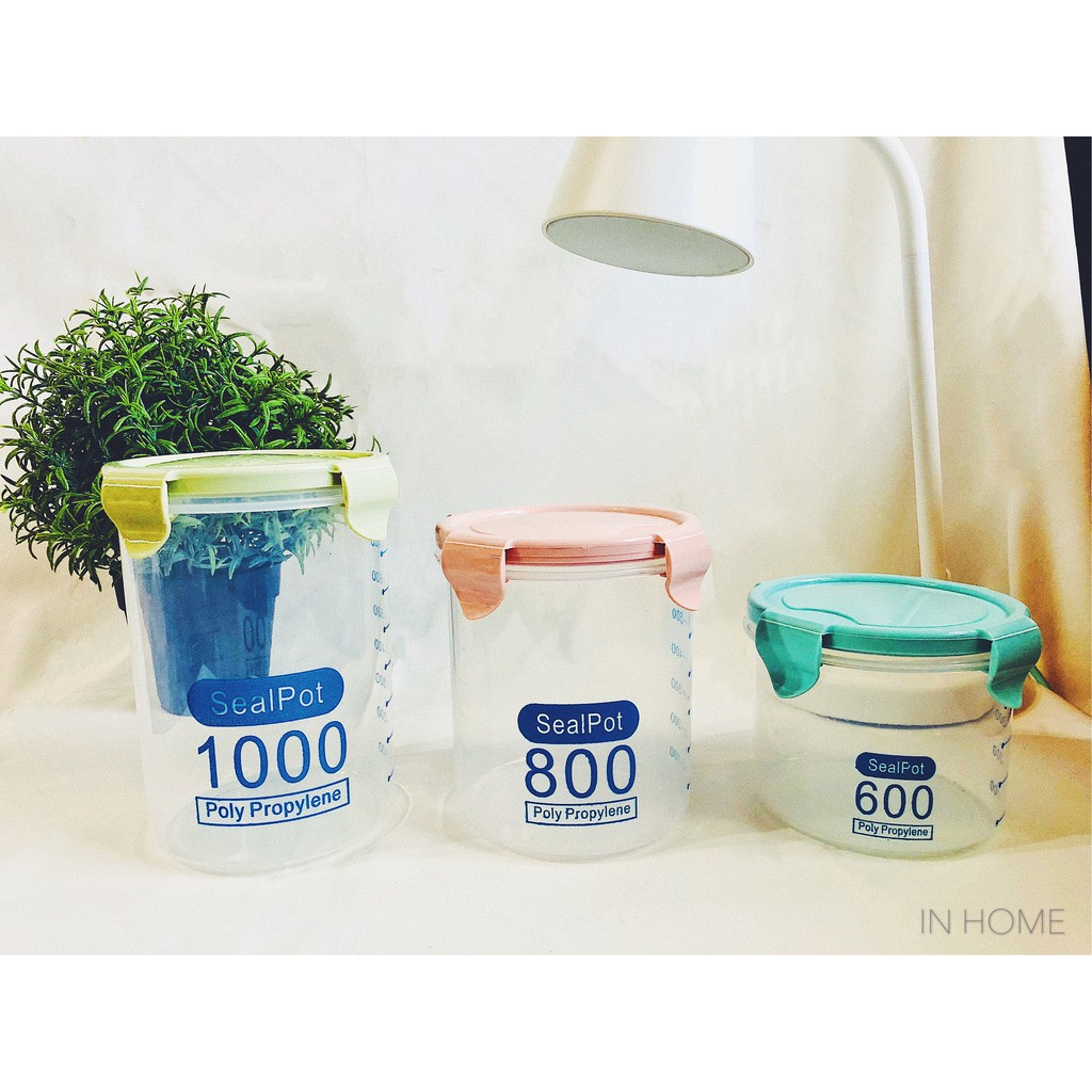【IN HOME】廚房用品-透明塑膠密封罐/冰箱保鮮罐/五穀雜糧收納罐-1000ml