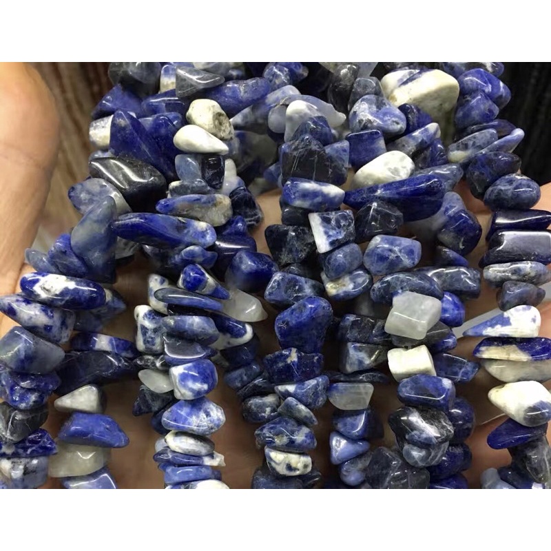 水滴精品～¥12x7天然藍紋石碎石串珠半成品時尚diy飾品手工材料