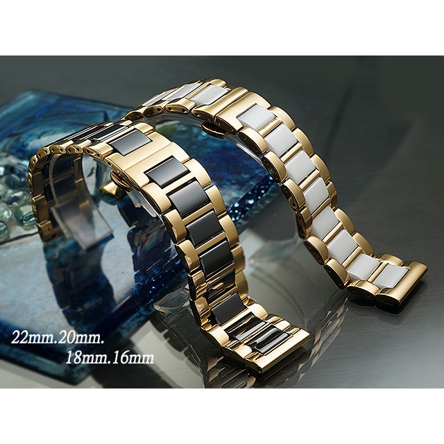 【時間探索】全新 不鏽鋼+陶瓷摺疊扣金屬錶帶 ( 22mm.20mm.18mm.16mm.14mm )