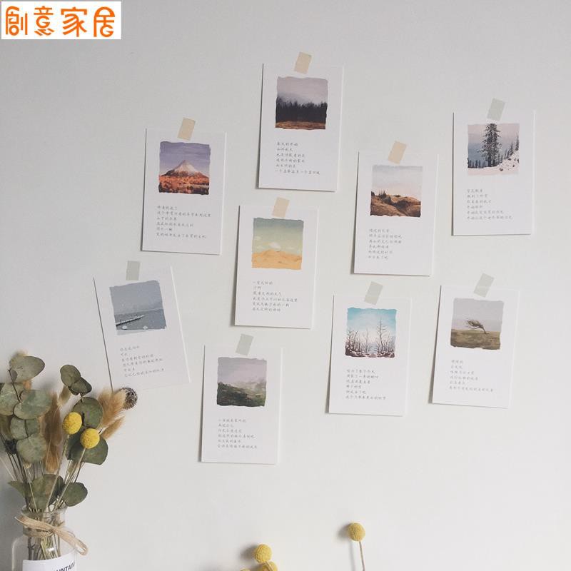 小清新油畫明信片套裝文字卡片墻面裝飾拍攝道具文藝卡片套裝 蝦皮購物