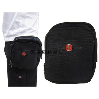 ~雪黛屋~OVER-LAND 腰包外掛式大容量二層主袋可6寸手機防水尼龍布材質隨身包工作袋可穿過皮帶外掛多功能T2600