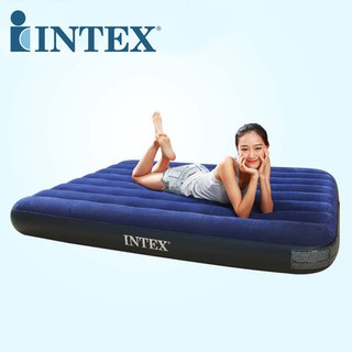 美國 INTEX68758 雙人防水植絨充氣床加床或露營好用137cm*191cm*22cm(附修補片)