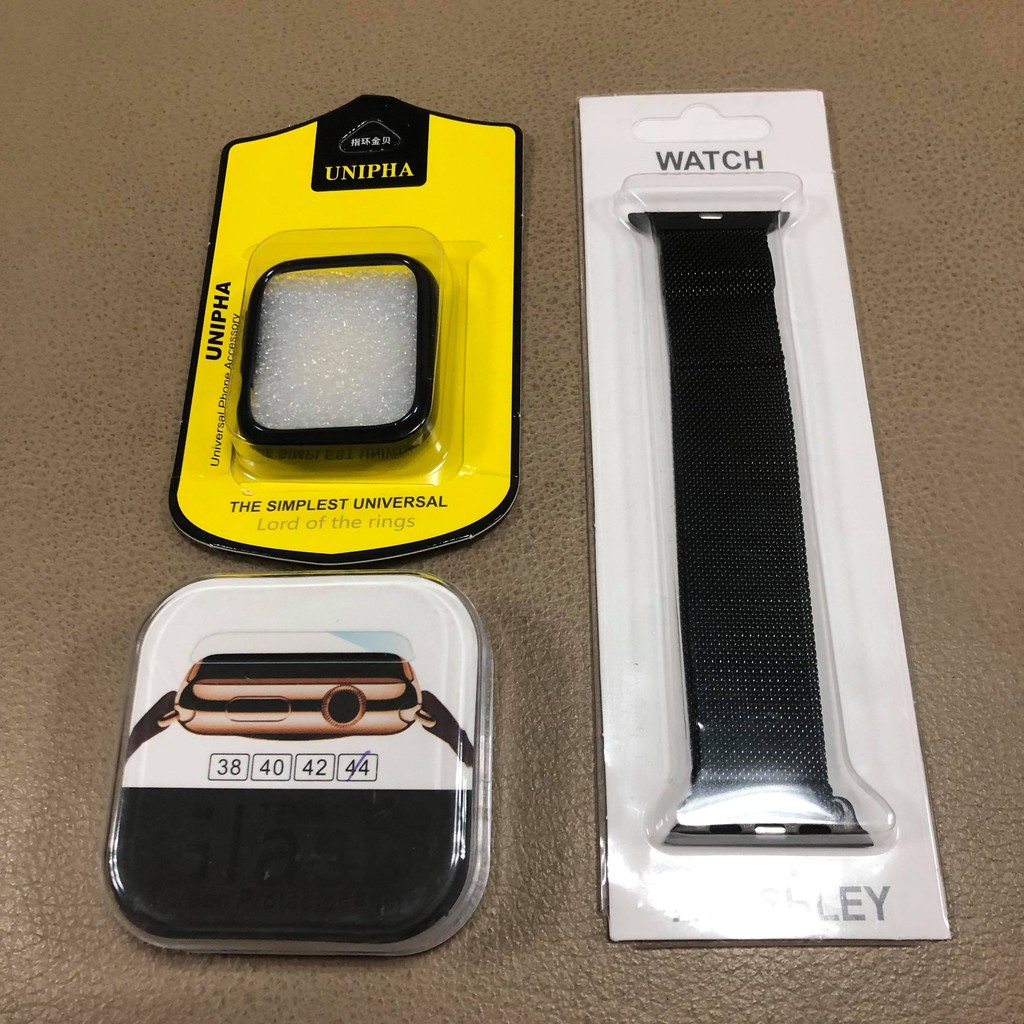 Apple watch 4   44mm  蘋果 金屬錶帶  運動 不鏽鋼 手錶帶 含電鍍TPU黑色軟殼及全膠防水玻璃貼