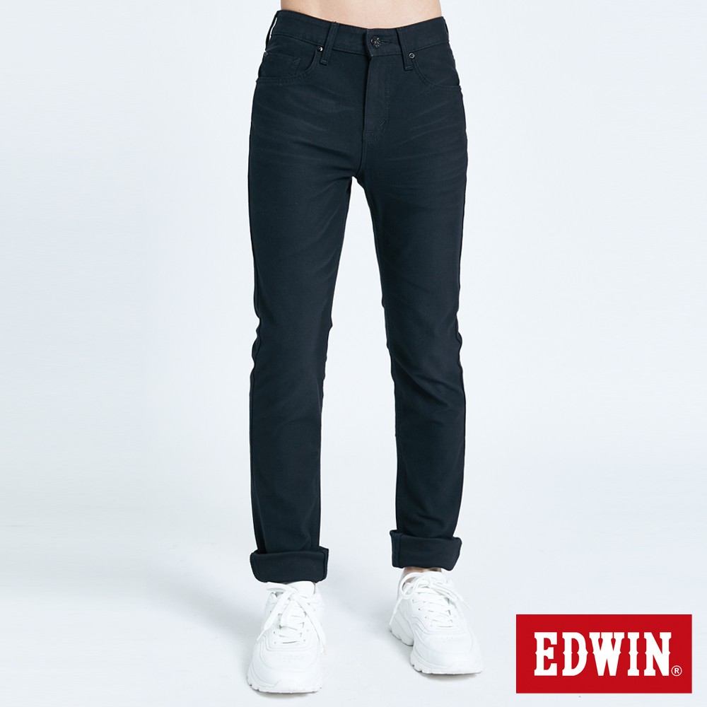EDWIN 加大碼迦績 EDGE窄直筒牛仔褲(黑色)-男款