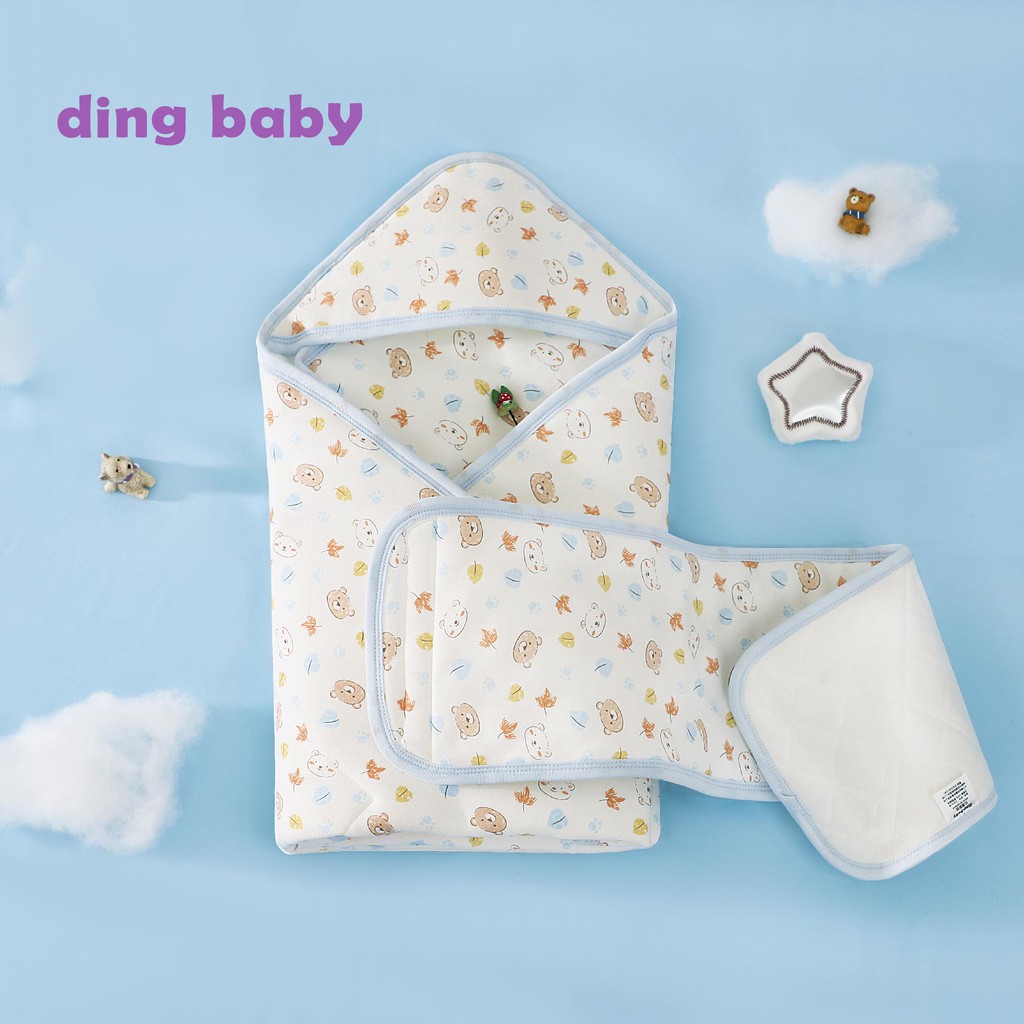 【ding baby】MIT台灣製派對熊鋪棉包巾-藍