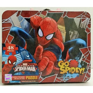 現貨 正版MARVEL漫威 蜘蛛人手提鐵盒拼圖(48片) 益智玩具