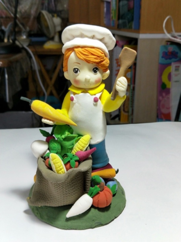 廚師 純手工 超輕土 紙黏土 手工藝 開店 辦公室小物 藝術品 居家裝飾 蝦皮購物