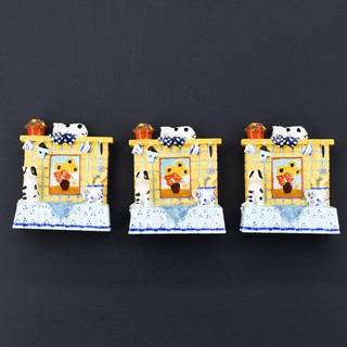 【AJ】黑斑點白貓牆壁餐桌 poly磁鐵 樹脂冰箱貼 // 立體 模擬 冰箱裝飾 居家裝飾 創意家居擺飾 時尚伴手禮