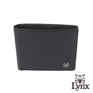 【Lynx】美國山貓大象紋進口牛皮9卡上翻短夾皮夾-黑色 雙鈔/透明窗/小拉鏈袋 LY16-2053-99