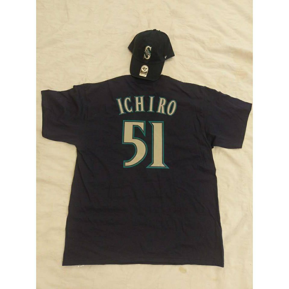 Majestic MLB Ichiro Suzuki Mariners 美版短T 鈴木ㄧ朗 朗神 水手隊 深藍