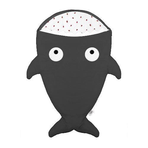西班牙BabyBites 鯊魚咬一口(標準版)純棉手工嬰兒睡袋防踢被包巾-酷巖灰(小草莓)[免運費]