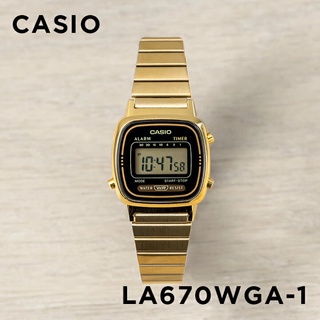 【金台鐘錶】CASIO 卡西歐 熱銷 復古小金錶 方形數位電子錶 (金色x黑邊框)(女錶) LA670WGA-1