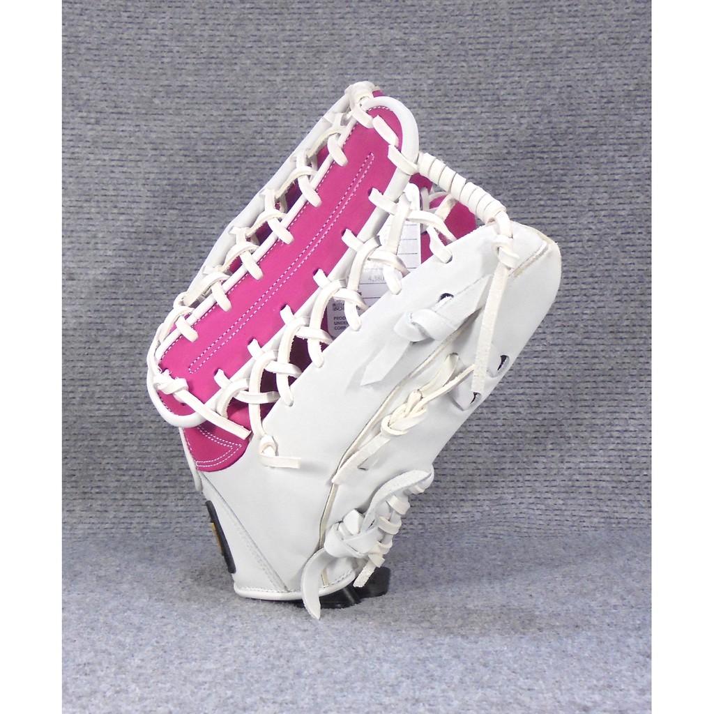「野球魂」--「ZETT」特別訂製棒球壘球手套（外野手，39SP0239，粉紅×白色，牛舌檔）