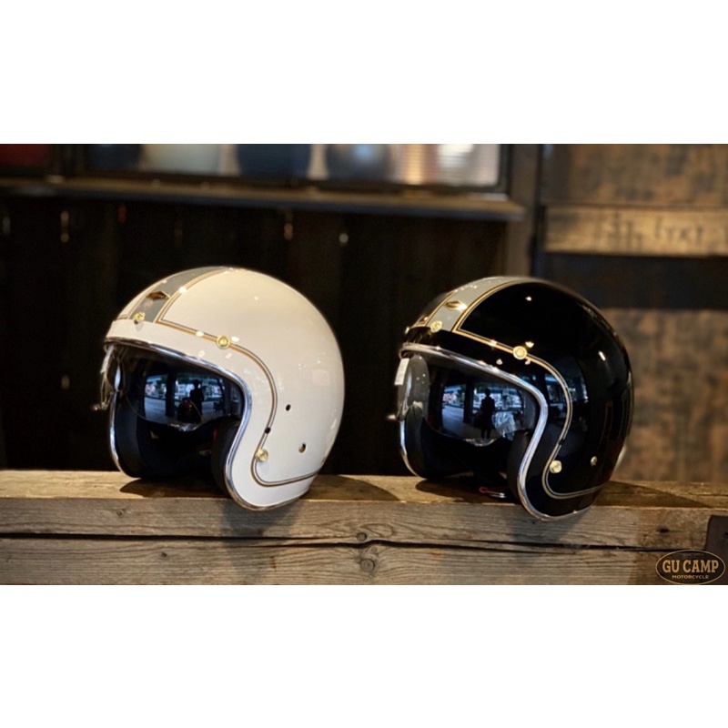 （現貨）GU CAMP騎士部品 免運費 飛喬 Feture 彫虎系列聯名款 內置墨片安全帽 3/4 安全帽 黑色.白色