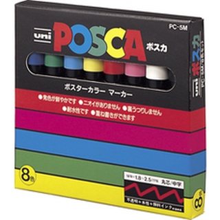 【現貨-日本UNI三菱】POSCA水性麥克筆套 中號圓芯8色組 型號：PC-5M8C