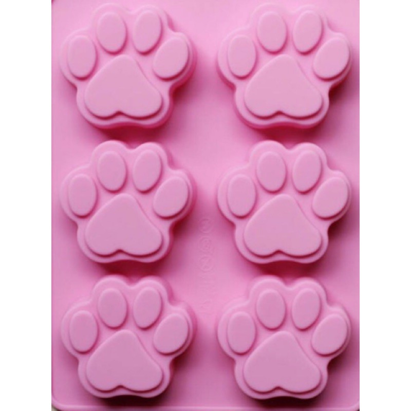 批發6孔腳掌 貓爪 熊掌 矽膠皂模 用於 手工皂 果凍 布丁 巧克力 香磚 防蚊磚 模具