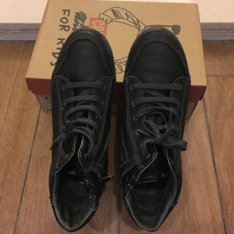 九成新 Camper 男童 高筒黑色皮鞋 size:34