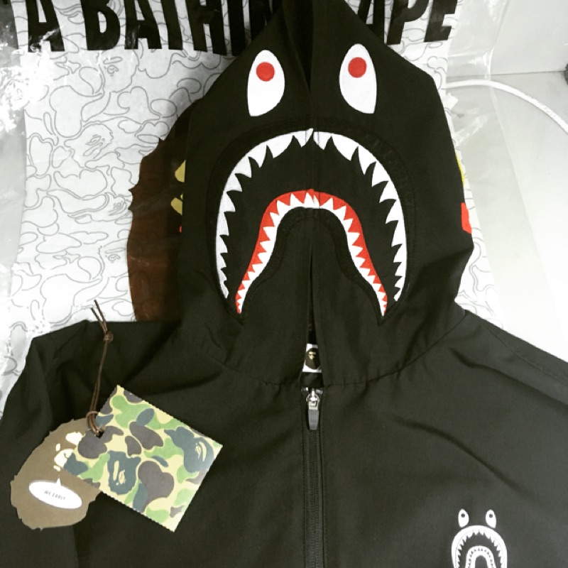 Bape近全新 鯊魚風衣外套 PONR APE