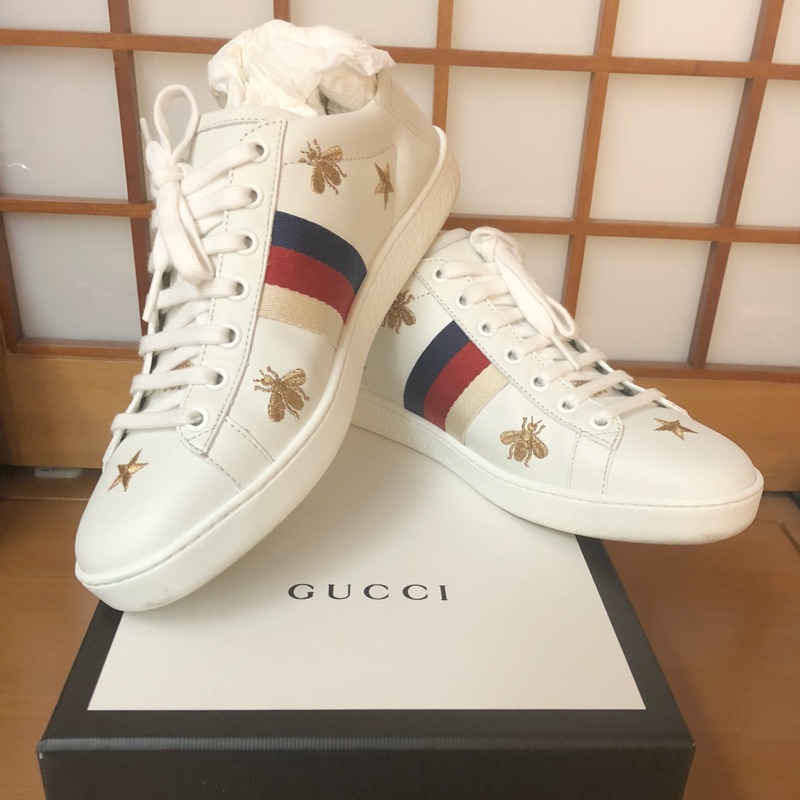 Gucci 白色蜜蜂運動鞋 (38號）