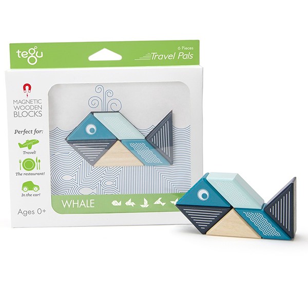[全新現貨] 美國 Tegu 安全無毒磁性積木 新款6件組  藍色 鯨魚 磁性積木
