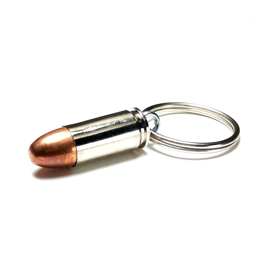 Bullet - 9mm 真實手槍子彈鑰匙圈（銀）復古金屬創意造型質感鑰匙扣 個性潮牌鑰匙吊飾掛飾 生存遊戲特殊特別裝備