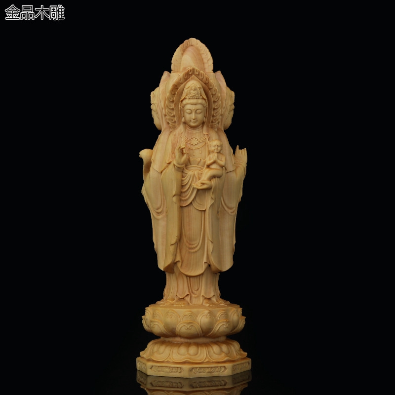 送料無料（一部地域を除く） 大型高78cm 木彫り 仏像 観音菩薩立像