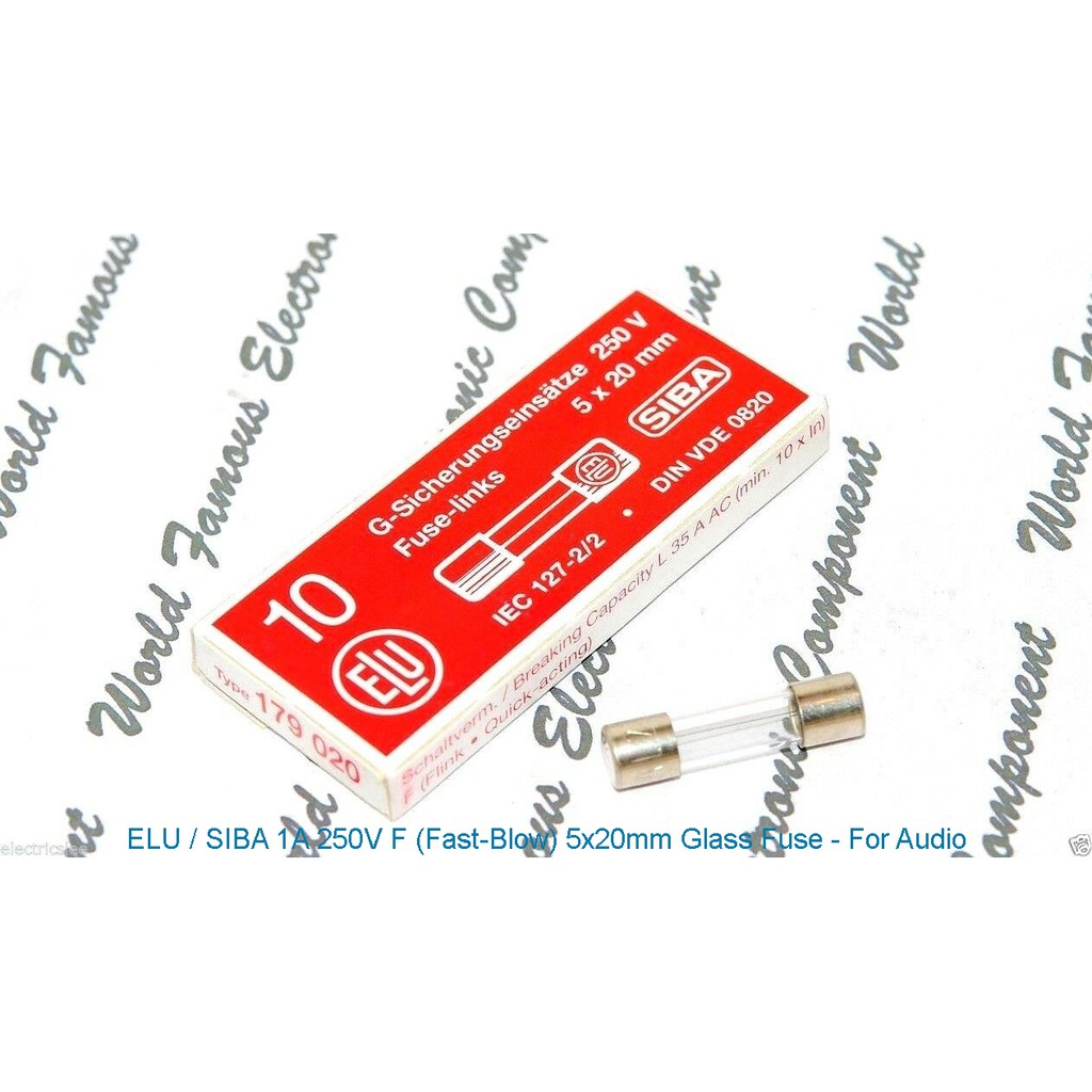 1個 - 德國 ELU  1A 250V F-快熔 FOR AUDIO 5x20mm 玻璃 保險絲