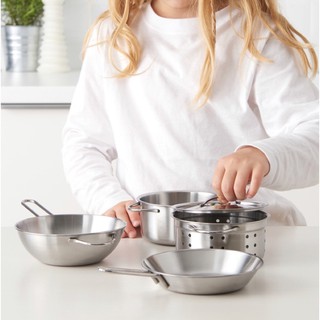 🇸🇪IKEA（代購）DUKTIG 鍋具玩具 5件組, 不鏽鋼色