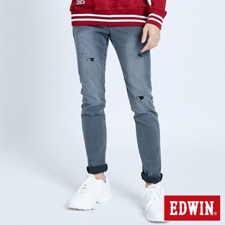 EDWIN 503 修身微破小直筒牛仔褲(灰色)-男款