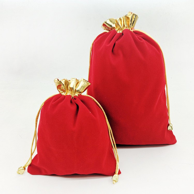 【周三寶】紅色 高檔 絨布袋 金邊 金口 首飾 文玩袋 抽繩 束口袋 禮品 飾品 包裝袋