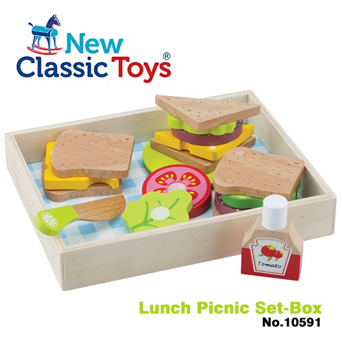 荷蘭New Classic Toys 午後時光輕食野餐18件組 - 10591 家家酒/切切樂/木製玩具