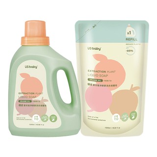 US BABY 優生 嬰兒植淨酵素洗衣液體皂1200ml+補充包1000ml【佳兒園婦幼館】