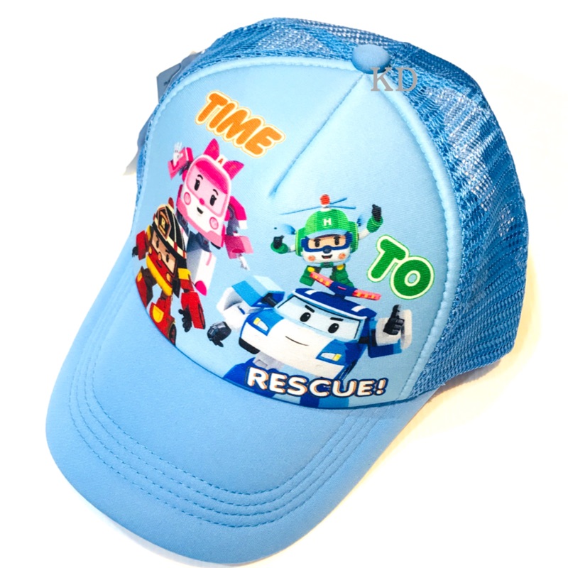 🌟兒童 網帽 救援小英雄 正版授權 波力安寶羅伊赫力 水藍色🌟台灣製 透氣舒適 童帽 可調尺寸 波利棒球帽 另有多色